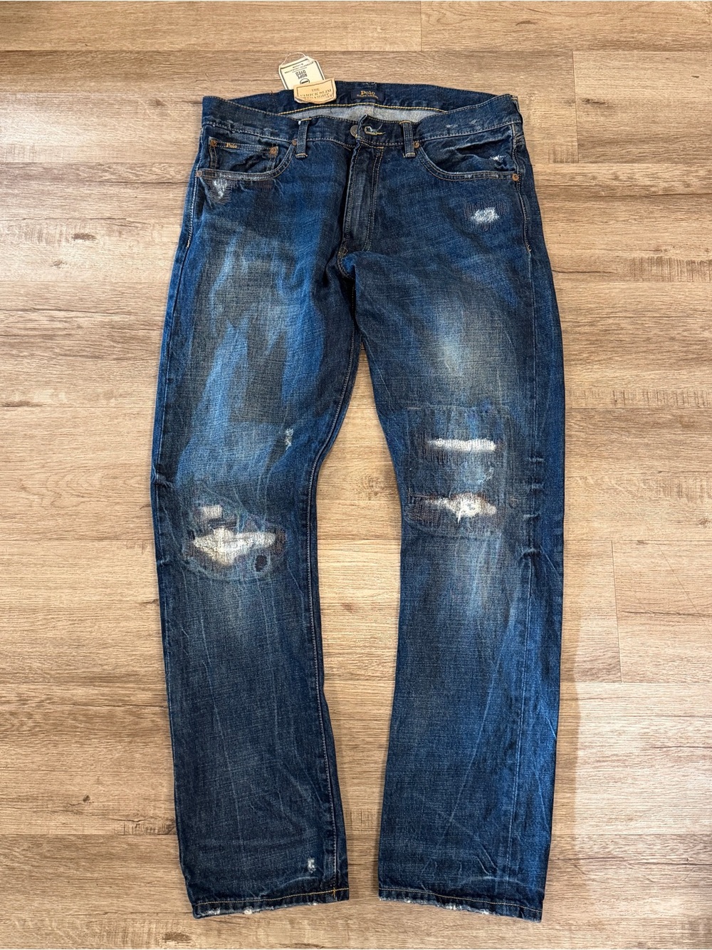NWT POLO RALPH LAUREN Men’s Distressed Varick Slim Straight Stretch Jeans 34X34